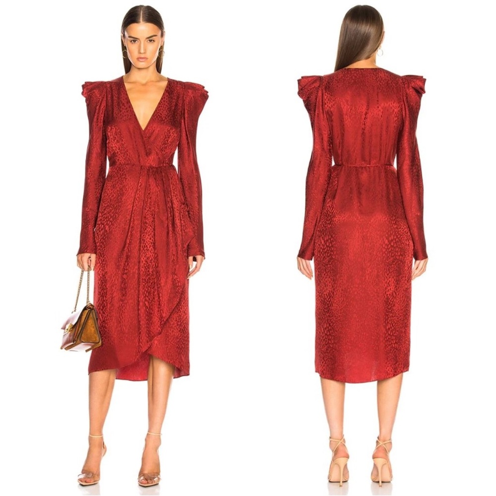 A.L.C. Carolina Silk Midi Wrap Dress Crimson Red Sz 0